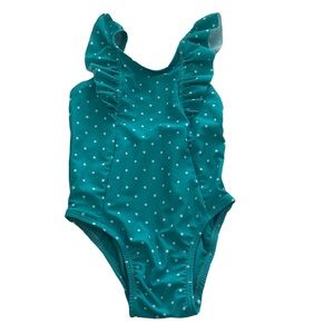 Polka dot ruffles toddler swimsuit